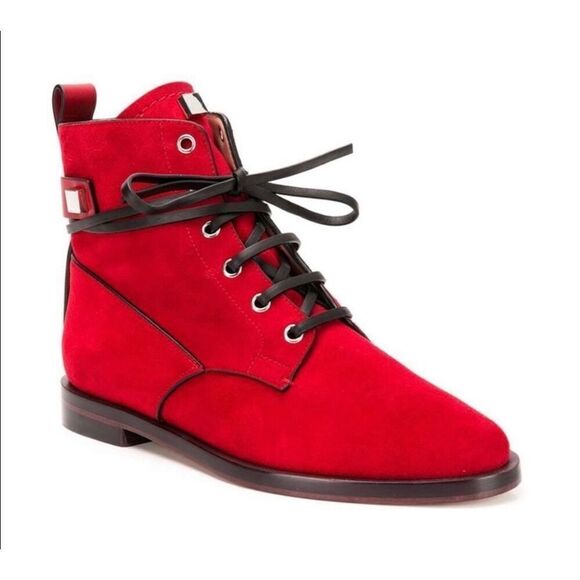 Stuart Weitzman Ryder Ankle Boots Size 7 1/2 Red suede - Picture 1 of 6